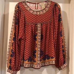 Flying Tomato Red and Blue Bohemian Blouse